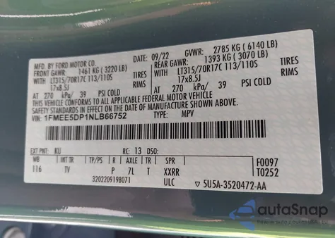 2022 Ford Bronco Wildtrak from USA, damaged, VIN 1FMEE5DP1NLB66752